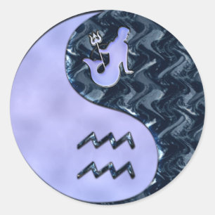 Aquarius Yin Yang Ronde Sticker