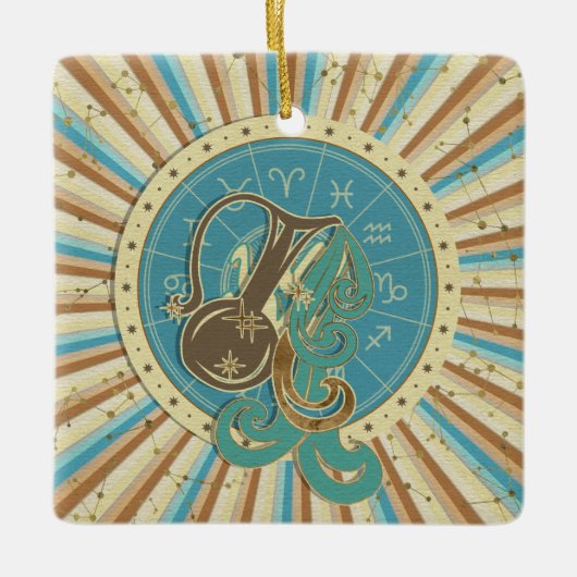 Aquarius Zodiac Art Keramisch Ornament (Voorkant)