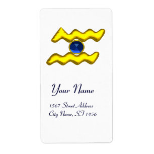 AQUARIUS ZODIAC BIRTHDAY Blue Sapphire Etiket