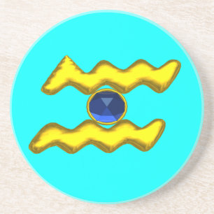 AQUARIUS ZODIAC BIRTHDAY JEWEL Blue Sapphire Zandsteen Onderzetter