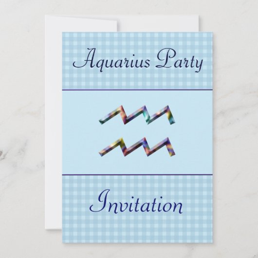 Aquarius Zodiac Birthday Party Invitation/Blue Kaart (Voorkant)