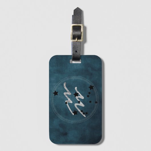 Aquarius zodiac black & Silver constellatie blauwg Bagagelabel (Voorkant (verticaal))
