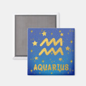 Aquarius Zodiac Blue et Gold Magnet (Recto/Verso)
