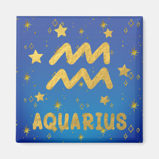 Aquarius Zodiac Blue et Gold Magnet