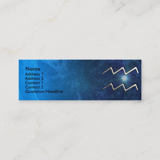 Aquarius Zodiac Business Card Template Mini Visitekaartje (Voorkant)