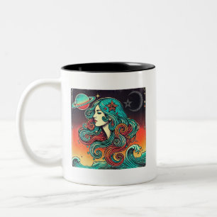 Aquarius Zodiac Café Mug Retro Design