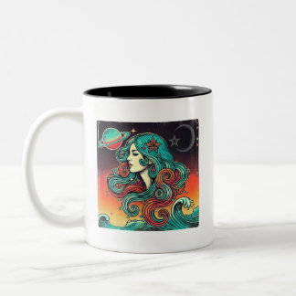 Aquarius Zodiac Café Mug Retro Design