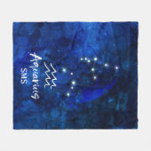 Aquarius Zodiac Constellation Blue Galaxy Monogram Fleece Deken (Voorkant (Horizontaal))