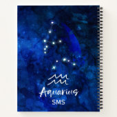 Aquarius Zodiac Constellation Blue Galaxy Monogram Notitieboek (Achterkant)