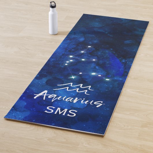 Aquarius Zodiac Constellation Blue Galaxy Monogram Yogamat (In situ)