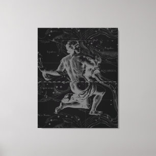 Aquarius Zodiac Constellation Hevelius 1690 Canvas Afdruk