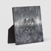 Aquarius Zodiac Distress Silver Steel Style Fotoplaat (Voorkant)