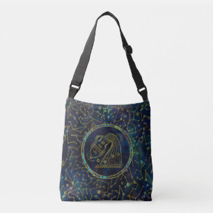 Aquarius Zodiac Gold Abalone op constellatie Crossbody Tas