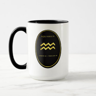 Aquarius Zodiac Gold Oval Emblem Mug | Luxury Astr