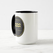Aquarius Zodiac Gold Oval Emblem Mug | Luxury Astr (Devant gauche)