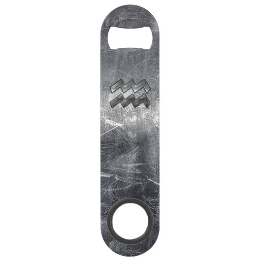 Aquarius Zodiac Industrial Silver Steel Speed Flessenopener (Voorkant)