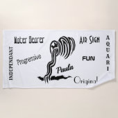 Aquarius Zodiac PERSONALIZED Trendy Text Strandlaken (Voorkant)