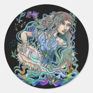 Aquarius Zodiac Ronde Sticker