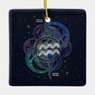 Aquarius Zodiac Sign Air Element Keramisch Ornament