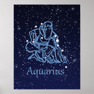 Aquarius Zodiac Sign and Constellation Poster