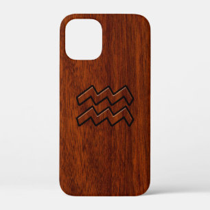 Aquarius Zodiac Sign Brown Mahogany Style iPhone 12 Mini Hoesje