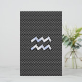 Aquarius Zodiac Sign Carbon Style Briefpapier (Staand voorkant)