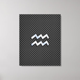 Aquarius Zodiac Sign Carbon Style Canvas Afdruk