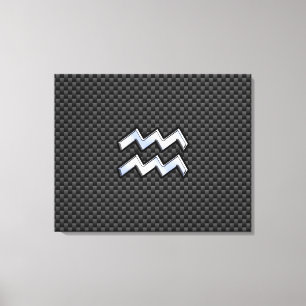 Aquarius Zodiac Sign Carbon Style Canvas Afdruk