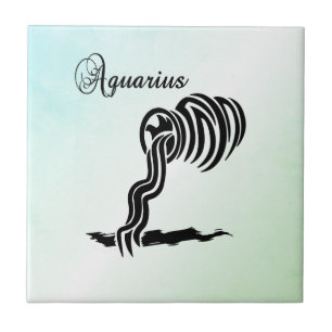 Aquarius Zodiac Sign en Symbol Blue Green Tegeltje