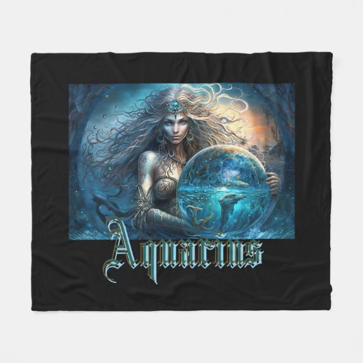 Aquarius Zodiac Sign Fleece Deken (Voorkant (Horizontaal))