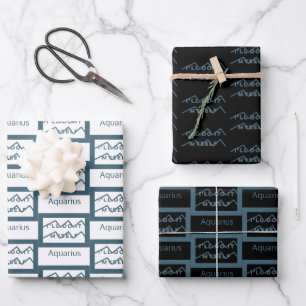 Aquarius Zodiac Sign Fun Quote Modern Blue Text Inpakpapier Vel