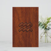 Aquarius Zodiac Sign Mahogany Style Briefpapier (Staand voorkant)