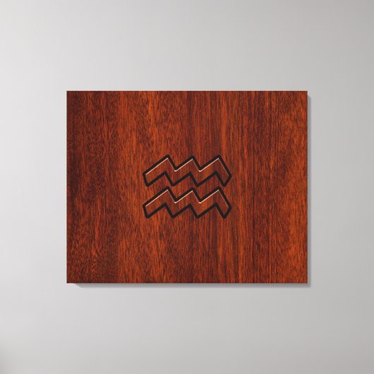 Aquarius Zodiac Sign Mahogany Style Canvas Afdruk (Voorkant)