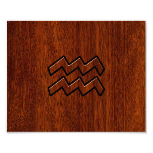 Aquarius Zodiac Sign Mahogany Style Foto Afdruk