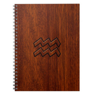 Aquarius Zodiac Sign Mahogany Style Notitieboek