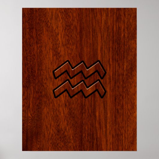 Aquarius Zodiac Sign Mahogany Style Poster (Voorkant)