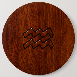 Aquarius Zodiac Sign Mahogany Style Ronde Button 6,0 Cm