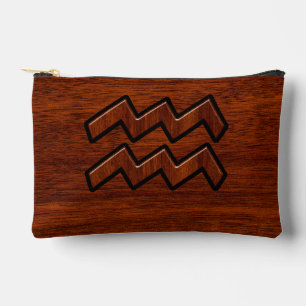 Aquarius Zodiac Sign Mahogany Wood Style Etui