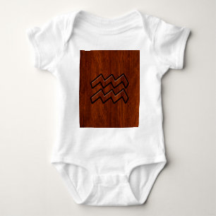 Aquarius Zodiac Sign Mahogany Wood Style Romper