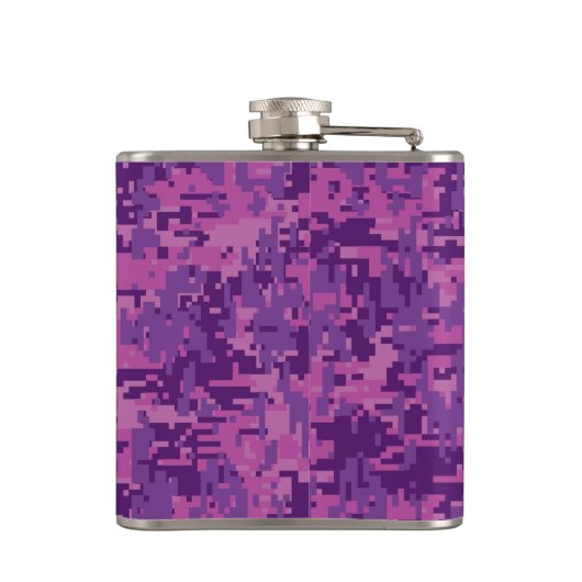 Aquarius Zodiac Sign on fuchsia digital camouflage Heupfles (Achterkant)