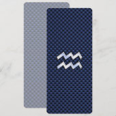 Aquarius Zodiac Sign on navy blue koolstofvezel (Voorkant / Achterkant)