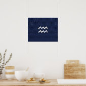 Aquarius Zodiac Sign on navy blue koolstofvezel Poster (Keuken)