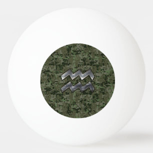 Aquarius Zodiac Sign on Woodland Digital Camo Pingpongballen