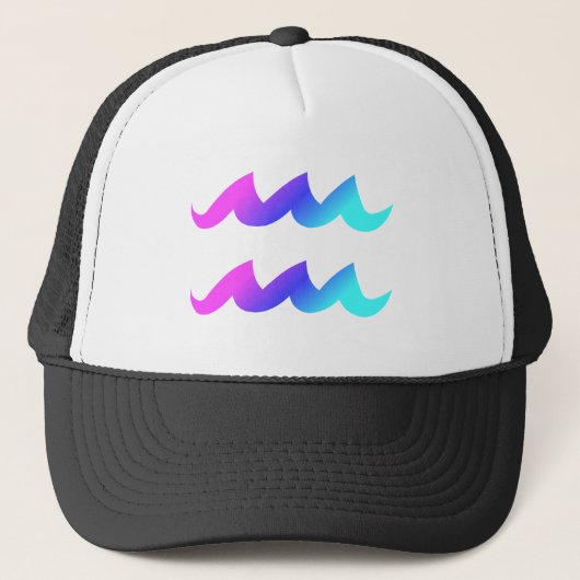 Aquarius Zodiac Sign Pink Blue Aqua Gradient Trucker Pet (Voorkant)