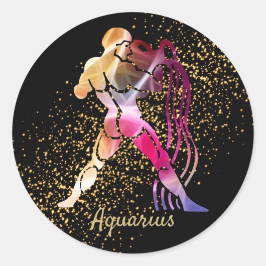 Aquarius - Zodiac Sign Ronde Sticker (Voorkant)