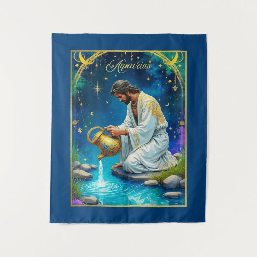 Aquarius Zodiac Sign Under a Starry Sky Wandkleed (Voorkant)