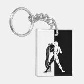 Aquarius Zodiac Sign., Zwarte & Witte Sleutelhange Sleutelhanger (Voorkant Links)