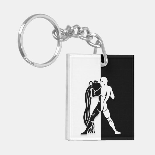 Aquarius Zodiac Sign., Zwarte & Witte Sleutelhange Sleutelhanger (Voorkant Links)