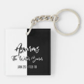 Aquarius Zodiac Sign., Zwarte & Witte Sleutelhange Sleutelhanger (Achterkant)