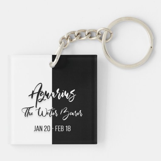 Aquarius Zodiac Sign., Zwarte & Witte Sleutelhange Sleutelhanger (Achterkant)